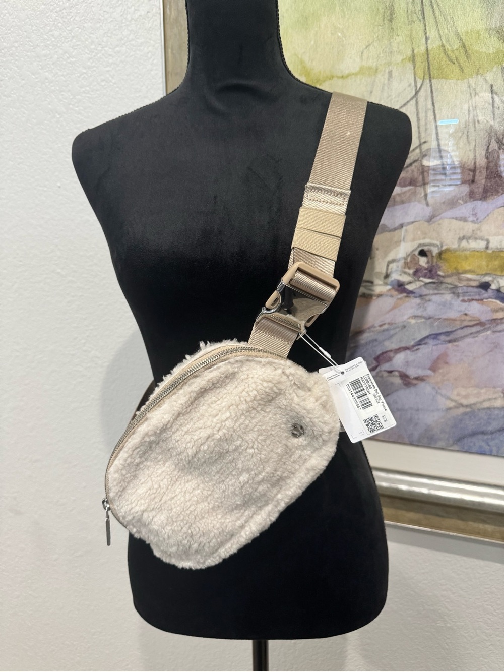 lululemon athletica Shearling Crossbody Belt Bag in Light Taupe - Picture 1 of 2